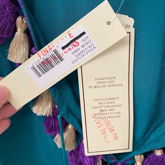 NWT Figue Long Green Embroidered Silk Kimono Kaftan Dress Lola S RRP $1,495.00 - Picture 5 of 13